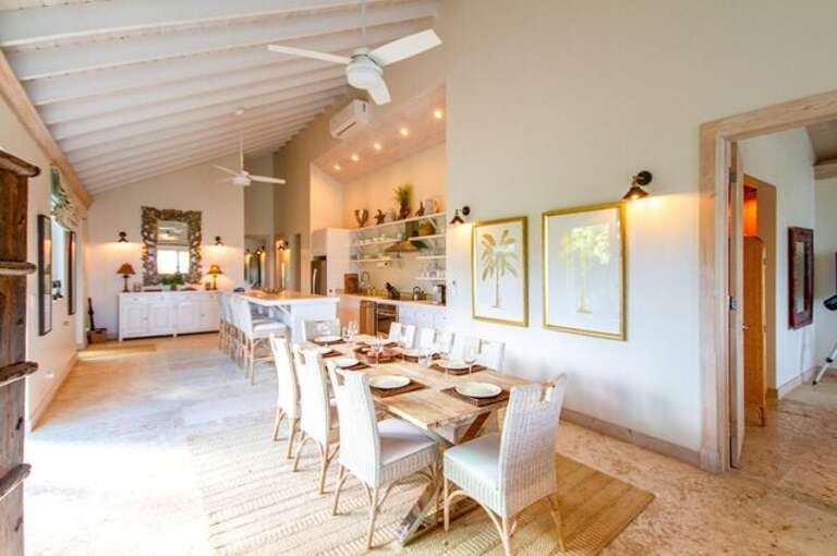 Kitchen with island seating and Dining Area.