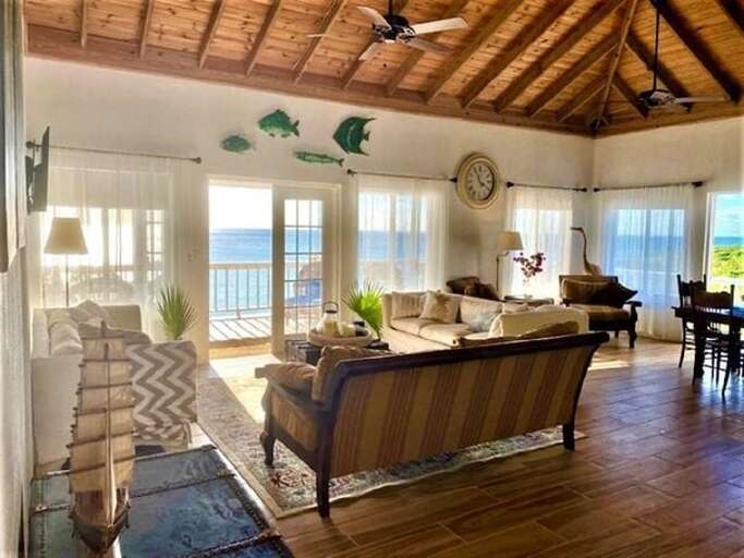 Upper level living area with ocean views