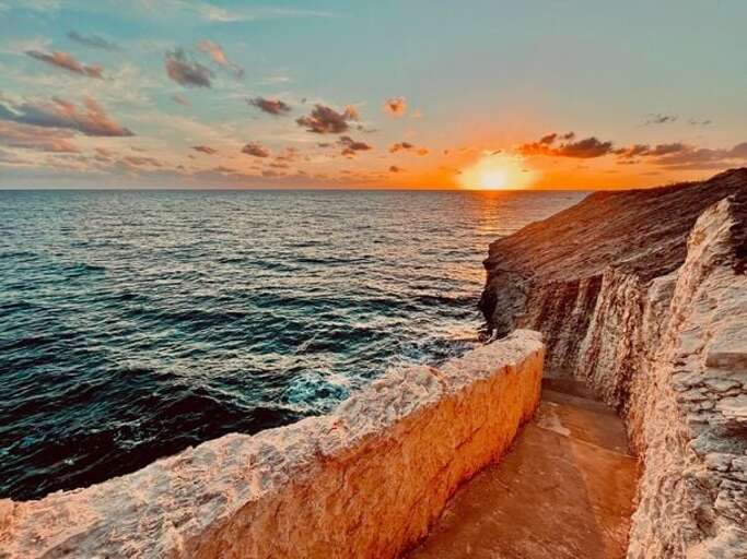 Carved stairs leading to Caribbean with easy access