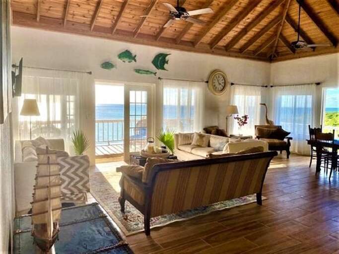 Upper level living area with ocean views