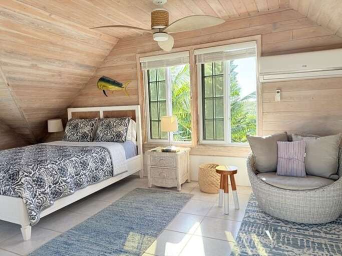 The Entire Second Floor of the Main Cottage is One Large Bedroom with Two Queen Beds and One Twin Bed.