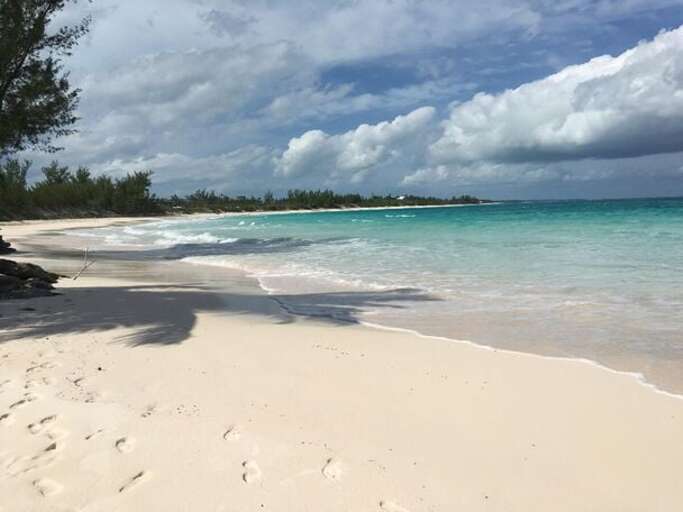Typically deserted pink sand beach