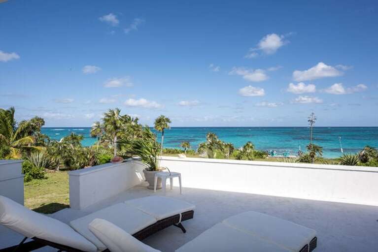 Spacious patio with lounge chairs