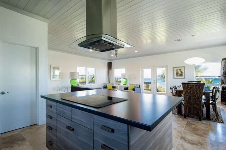 Kitchen at Sunset Villa with ocean view dining
