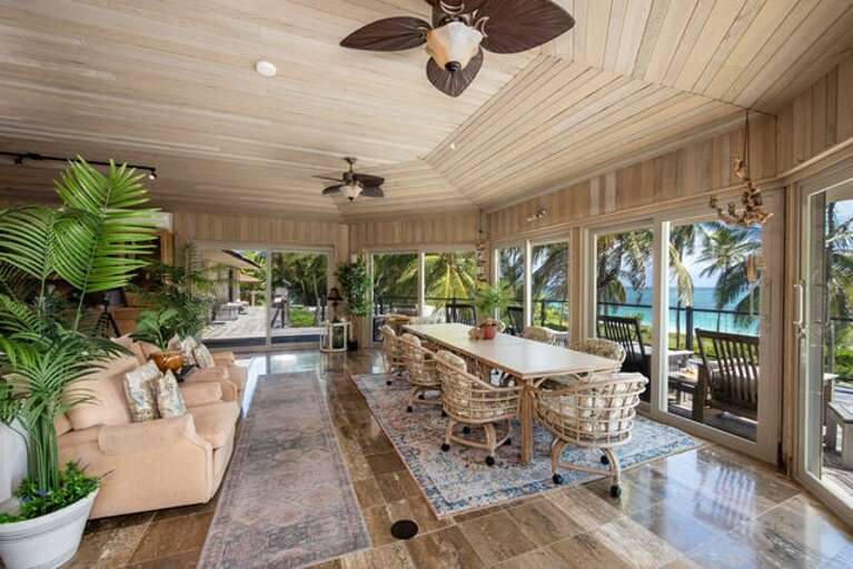 Dining area with ocean views.
