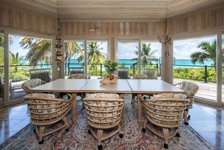 Dining area with seating for 8 and wonderful ocean views.