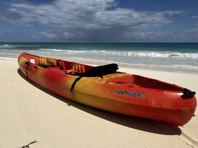 One of two sea kayaks available for your use.  (Second kayak is an inflatable which you can take in the car.)