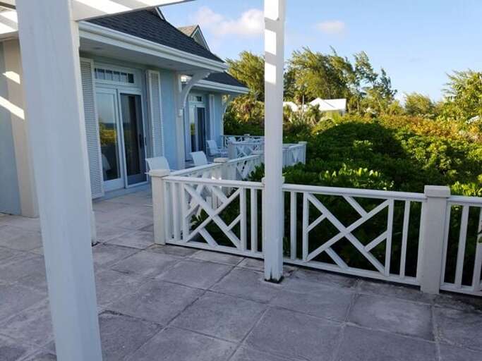 The terrace wraps the house, with an even larger space fronting the ocean The terrace wraps the house, with an even larger space fronting the ocean