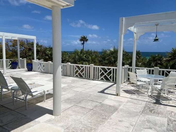 The terrace wraps the house, with an even larger space fronting the ocean The terrace wraps the house, with an even larger space fronting the ocean