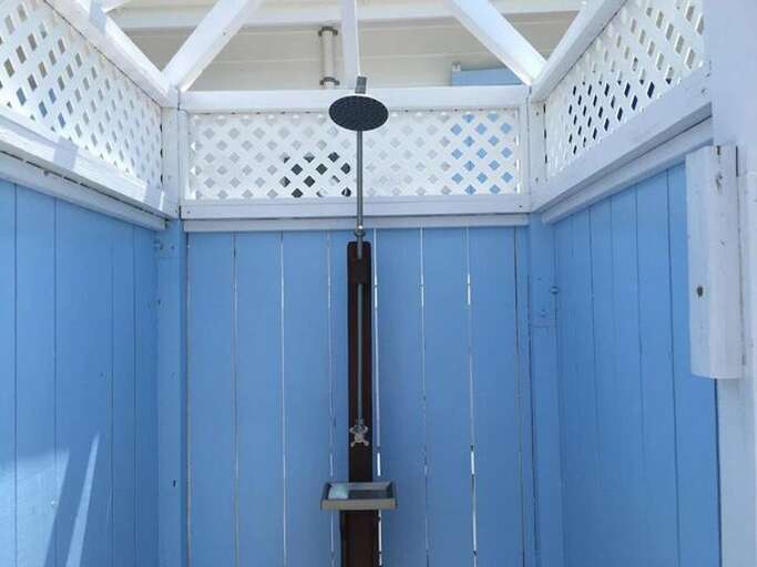 Interior view of outdoor shower - cold water only Interior view of outdoor shower - cold water only
