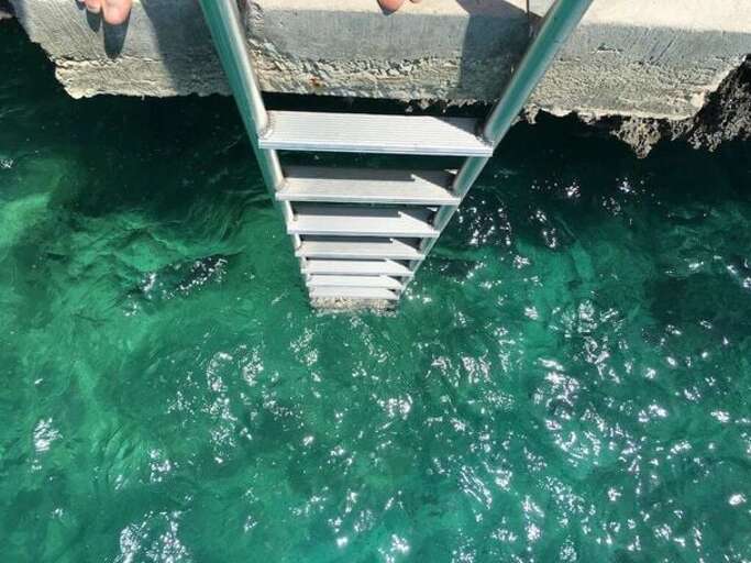 Ladder from platform to water Ladder from platform to water