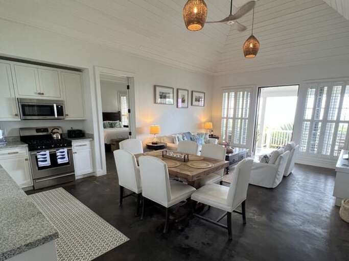 Dining room looking into the living area