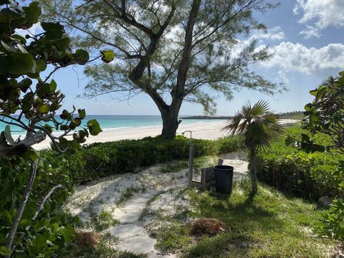 Pathway to beach and convenient outdoor shower