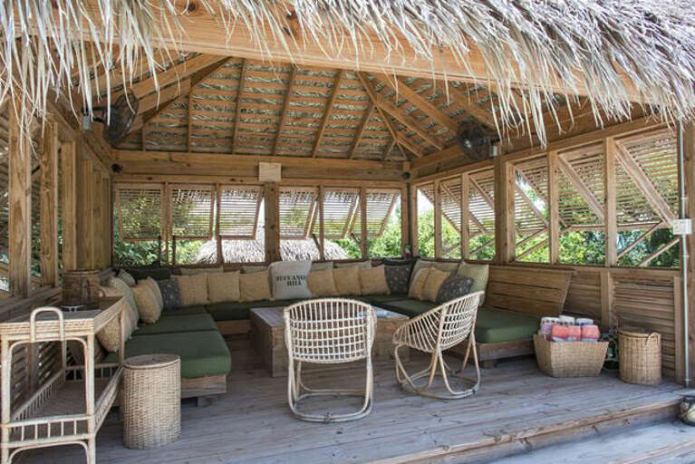 The pool cabana, a favorite outdoor gathering spot overlooking the pool