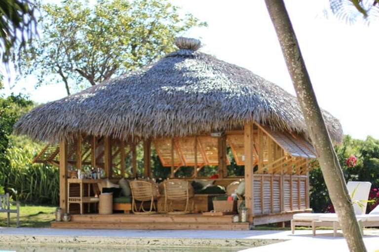 The pool cabana, a favorite outdoor gathering spot overlooking the pool.