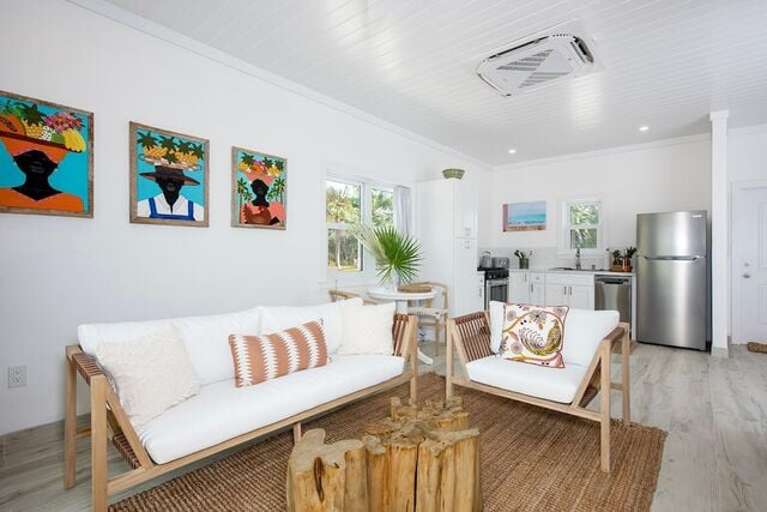 The spacious great room also has ocean views throughout.