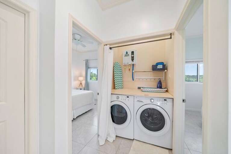 Fully equipped laundry room.