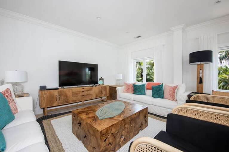 Enjoy a movie in the spacious entertainment area.