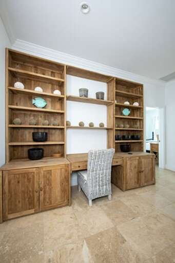 Small working space with a desk.