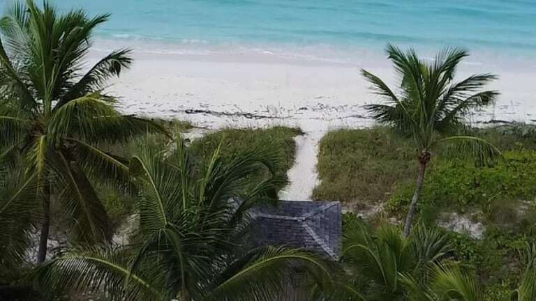 Aerial view of our beach cabana and path to the beach.