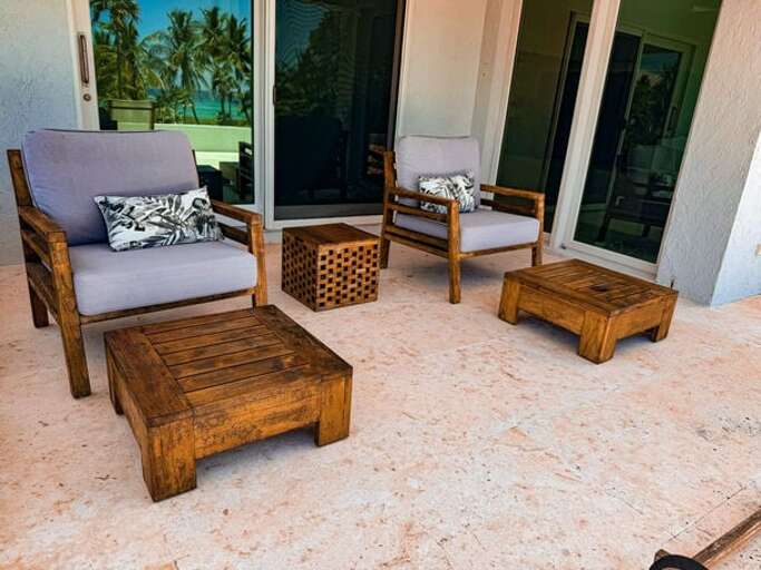 Bedroom patio with private seating.