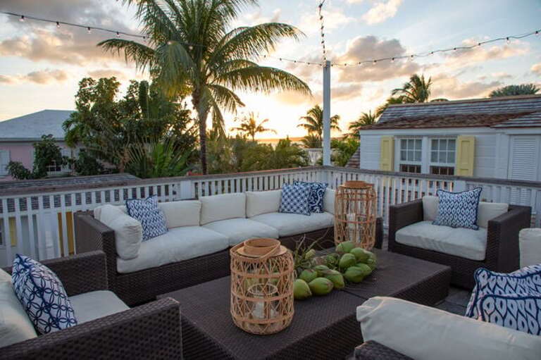 Take in the view from the rooftop living area.