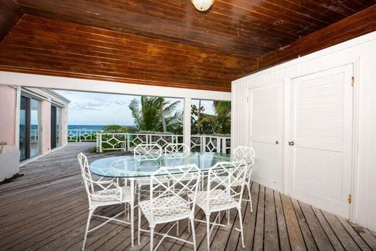 Outside on the expansive covered patio, dine al fresco while taking in the stunning ocean views. Outside on the expansive covered patio, dine al fresco while taking in the stunning ocean views.
