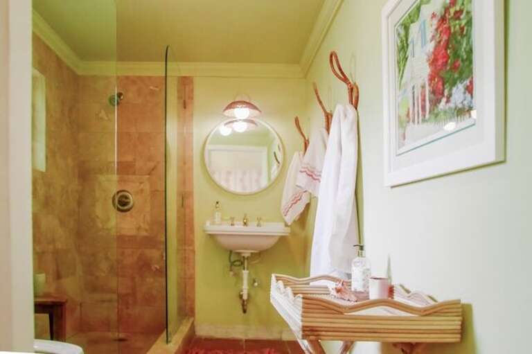 Guest bath with walk-in shower. Guest bath with walk-in shower.