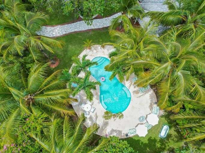 House, pool, and back yard. House, pool, and back yard.