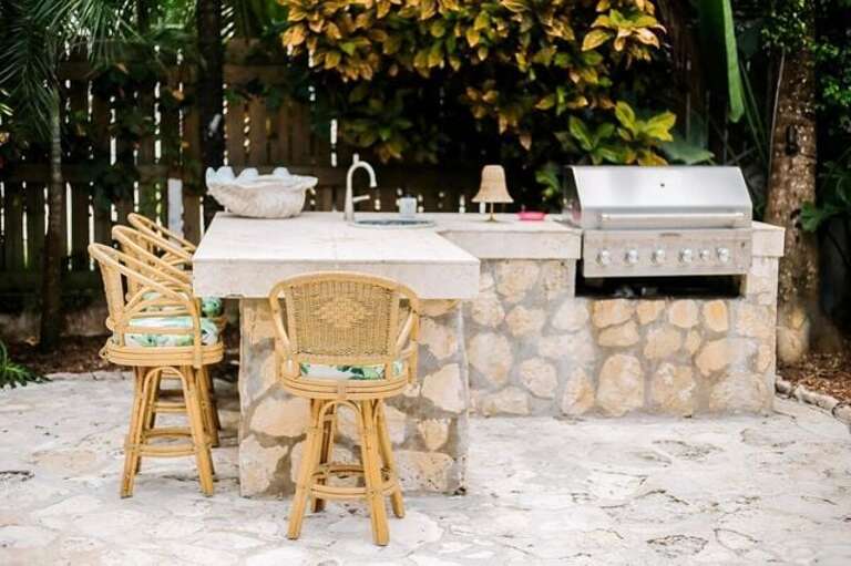 Outdoor kitchen with gas BBQ grill. Outdoor kitchen with gas BBQ grill.