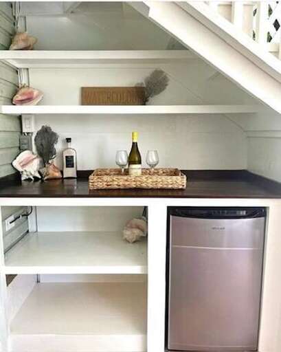 Outside bar with mini fridge