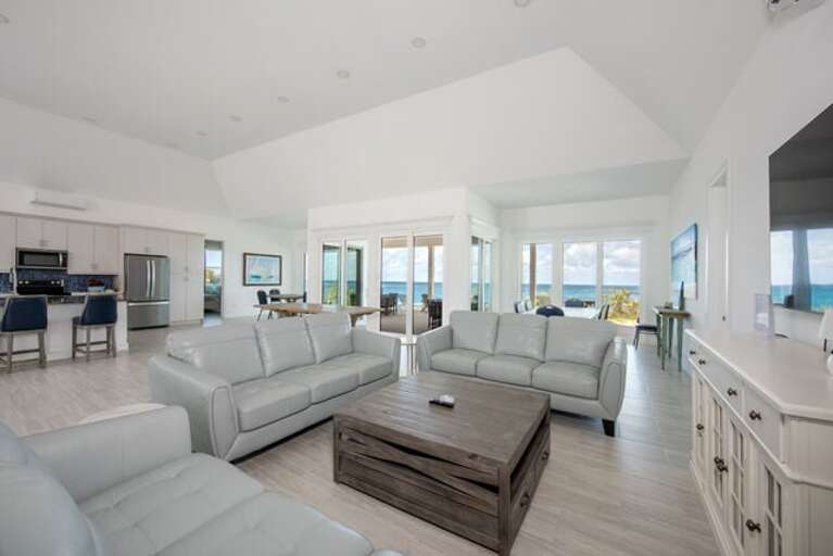 Living area of great room with ocean views. Living area of great room with ocean views.