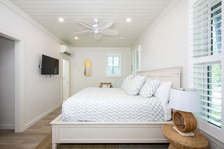 Third bedroom with king size bed and child bunk beds.