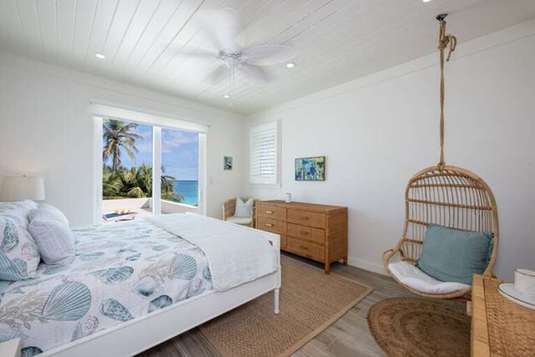 Guest bedroom with ocean views.