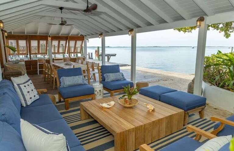 View from the lounge area of the dockside boat house.