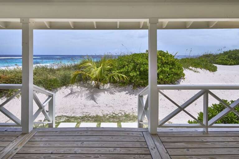 Ocean view from the bungalow's covered porch.