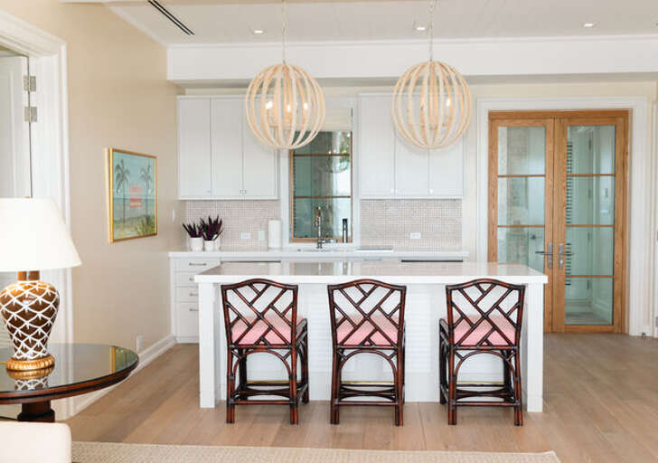 Kitchen and bar seating.