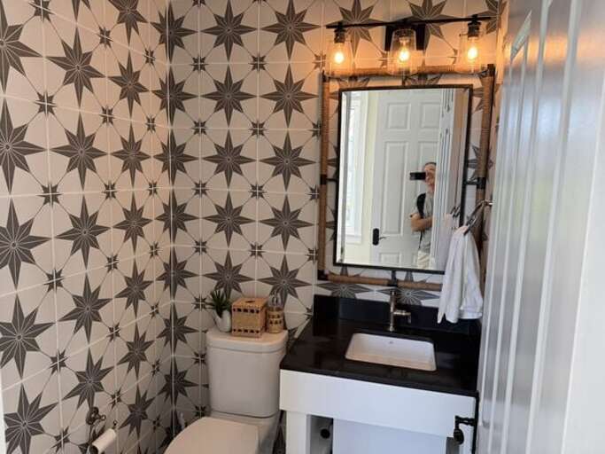 Downstairs powder room.