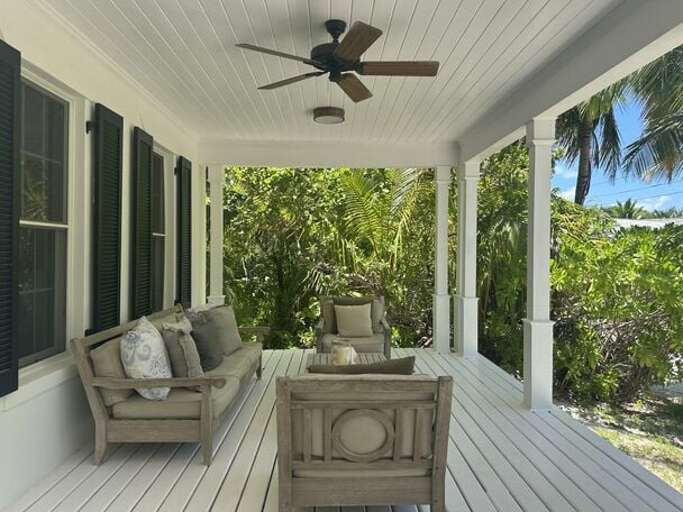 Enjoy dining on the covered veranda.