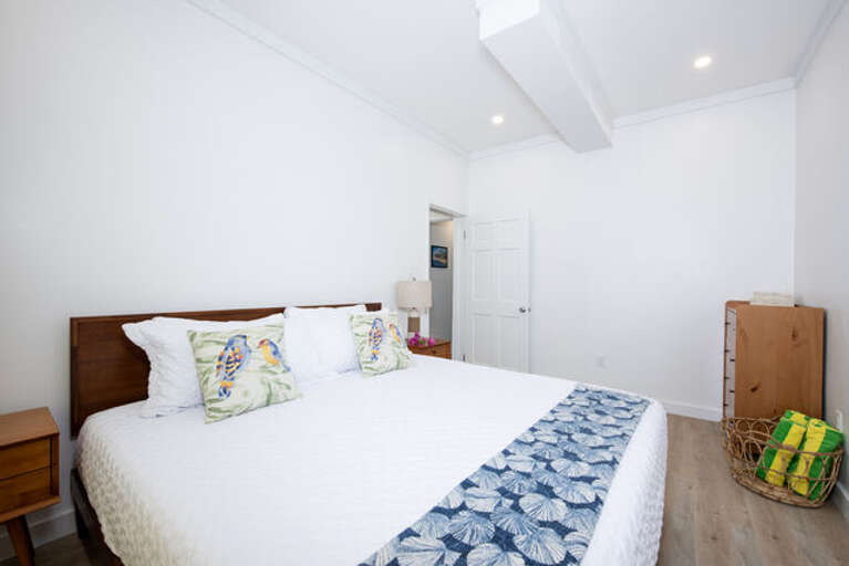 Bedroom with king size bed.