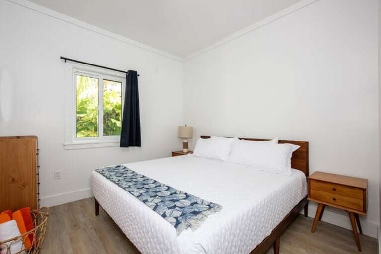 Bedroom with king size bed.