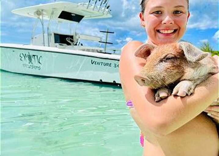 Swimming with the pigs.