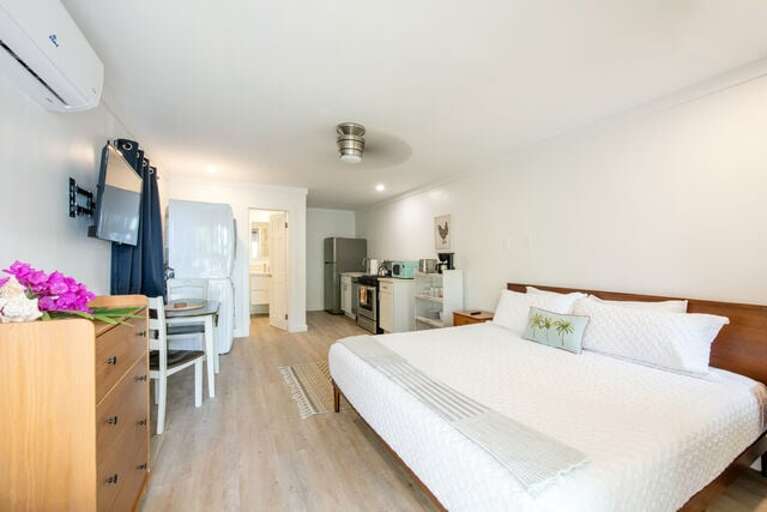 Studio apartment with king size bed.