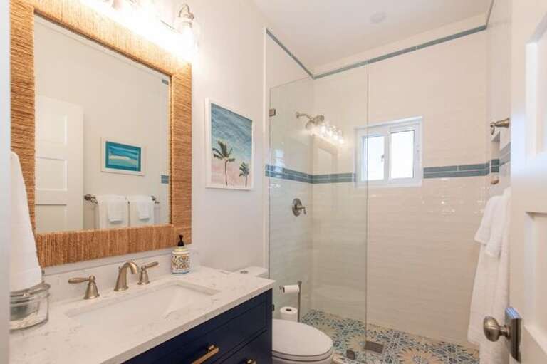 Master bath with walk-in shower.