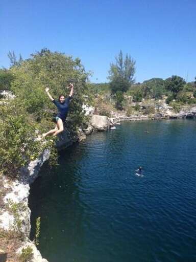 Jumping into the blue hole