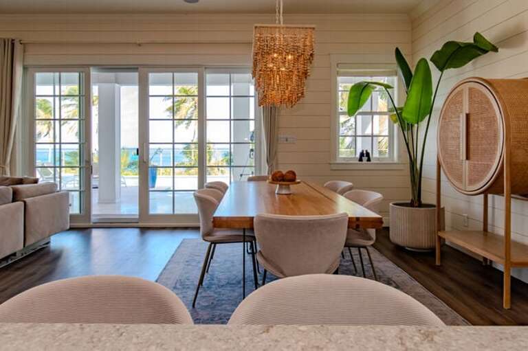 Dining area with ocean views.