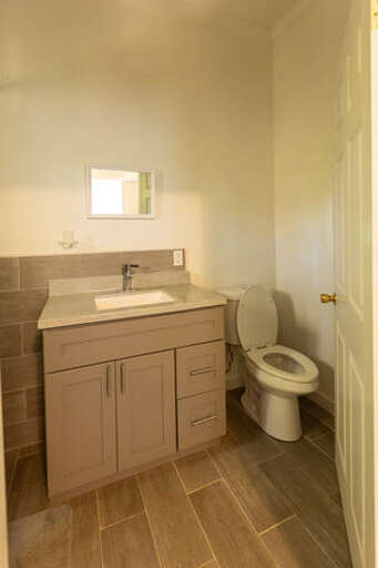 Master bathroom with bathtub and shower.