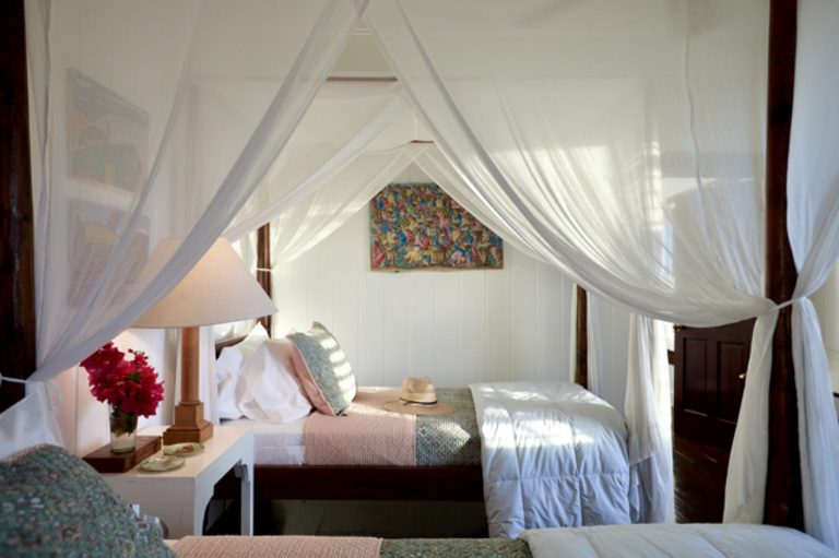 The second downstairs twin bedroom catches the morning light - and every bedroom is made up with hand locked printed designer bed covers. The second downstairs twin bedroom catches the morning light - and every bedroom is made up with hand locked printed designer bed covers.