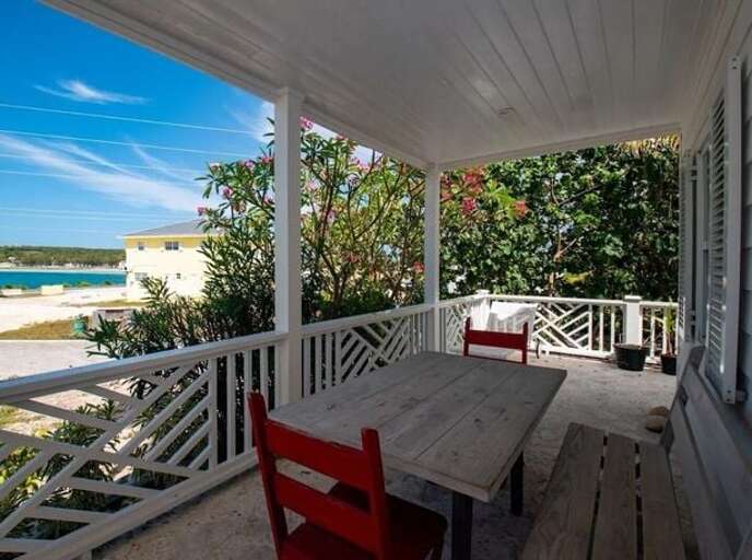 Covered patio with breathtaking harbour views.