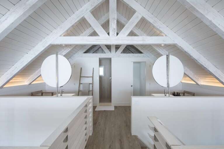 The entire second floor of the cottage is dedicated to the master bedroom suite.